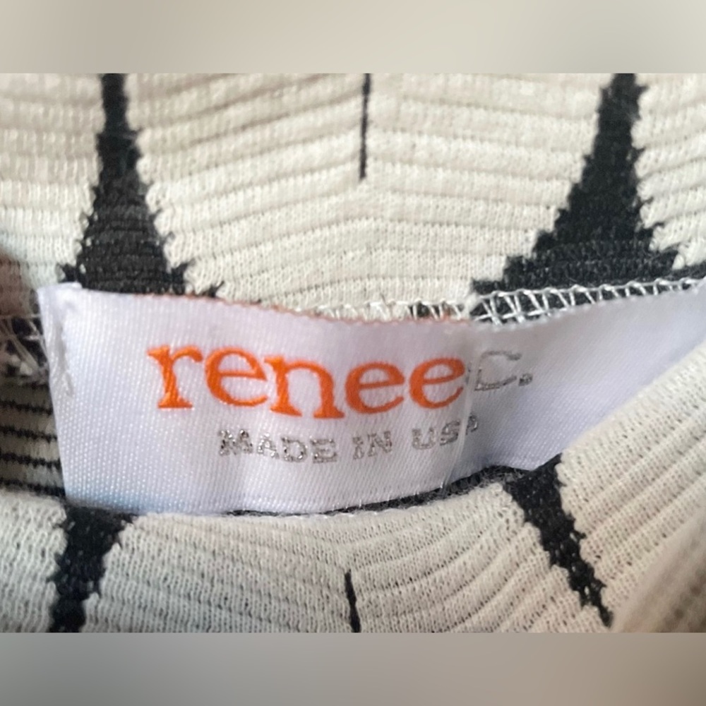🆕 Renee C Geometric Gray and Off White Leena Printed Pencil Midi Skirt | Large - Picture 5 of 6